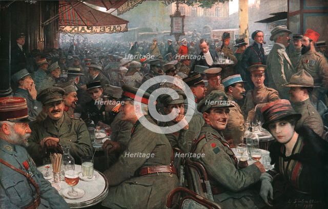 Cafe de la Paix  During the War, 1917. Creator: Louis Remy Sabattier.