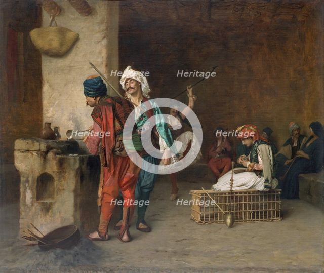 Cafe House, Cairo (Casting Bullets), 1884 or earlier. Creator: Jean-Leon Gerome.