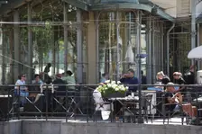 Cafe in Esplanadi Park, Helsinki, Finland, 2011. Creator: Sheldon Marshall