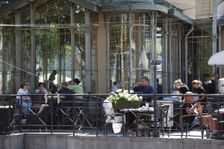 Cafe in Esplanadi Park, Helsinki, Finland, 2011. Creator: Sheldon Marshall