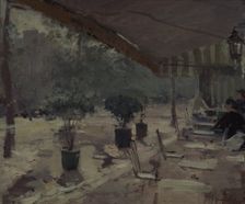 Café in Paris, 1890s. Artist: Korovin, Konstantin Alexeyevich (1861-1939)