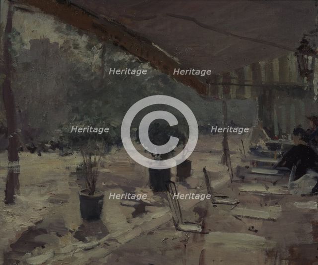 Café in Paris, 1890s. Artist: Korovin, Konstantin Alexeyevich (1861-1939)