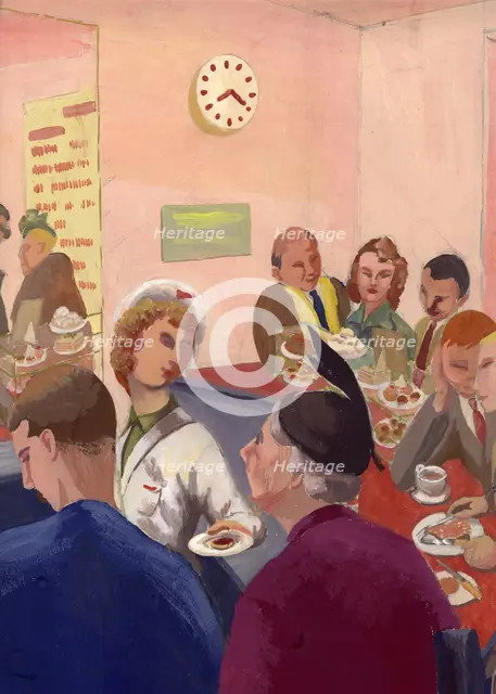 Cafe interior, London, c1950.  Creator: Shirley Markham.