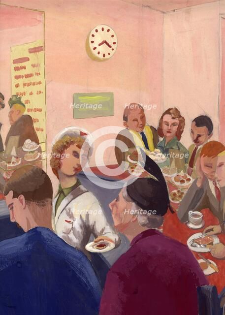 Cafe interior, London, c1950.  Creator: Shirley Markham.
