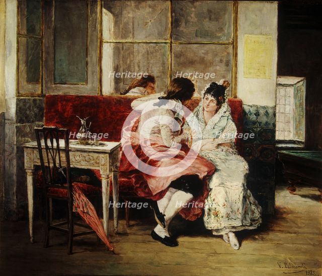Café of early 19th century', oil by Vicente Palmaroli.