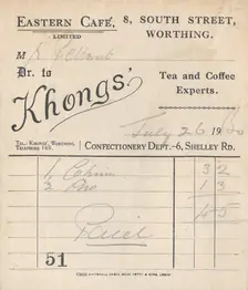 Cafe receipt, 1950. Creator: Unknown