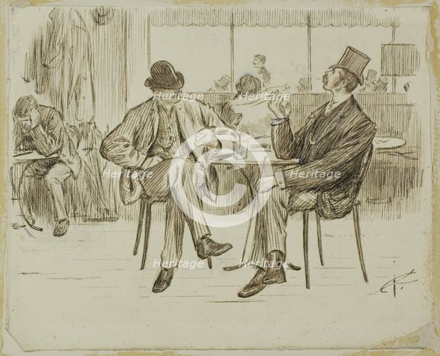 Café Scene, 1870/91. Creator: Charles Samuel Keene.