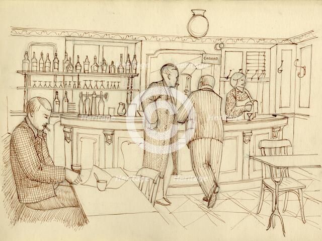 Cafe scene, Paris, France, c1951.  Creator: Shirley Markham.