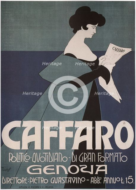 Caffaro Genoa Newspaper, 1901. Artist: Laskowski (Laskoff), François (Franz) (1869-1918)