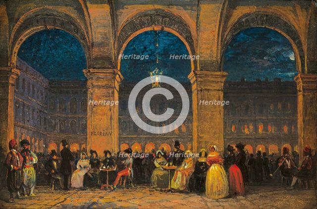 Caffè Florian on the Piazza San Marco, Venice, c1860-1870. Creator: Grubacs, Carlo (1801-1864).
