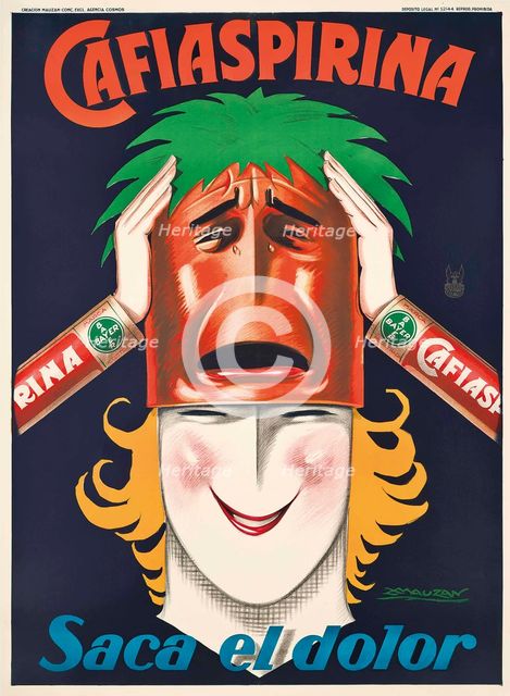Cafiaspirina. Saca el dolor, 1930. Creator: Mauzan, Luciano Achille (1883-1952).