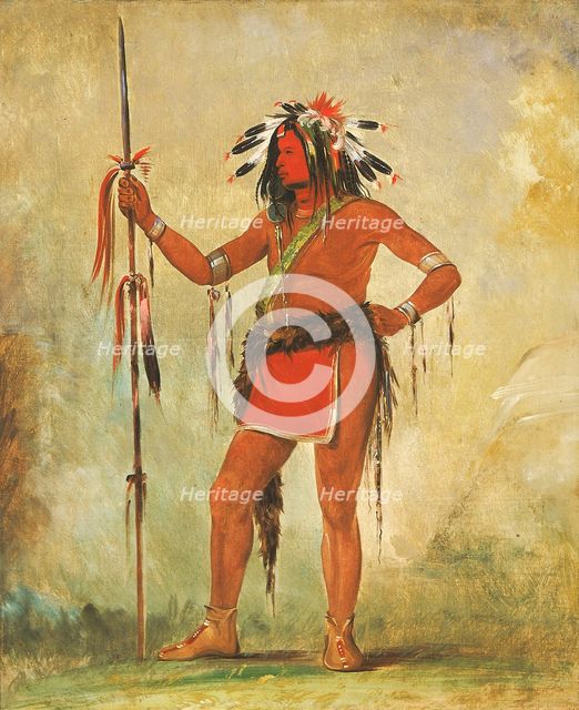 Cáh-be-múb-bee, He Who Sits Everywhere, a Brave, 1835. Creator: George Catlin.