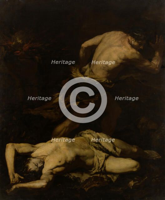 Cain Fleeing after the Murder of Abel, mid-17th century. Creator: Giovanni Battista Langetti.