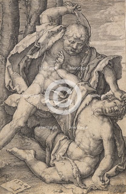 Cain killing Abel, 1524. Creator: Lucas van Leyden.