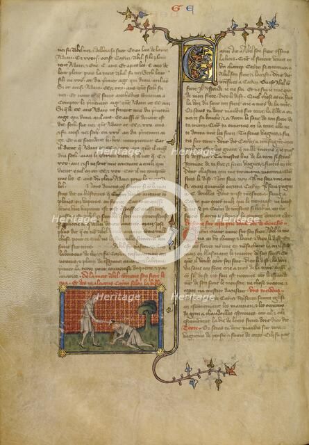 Cain Killing Abel, about 1360-1370. Creator: Master of Jean de Mandeville.