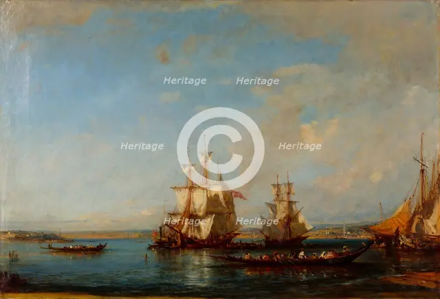 Caiques and Sailboats at the Bosphorus, Second Half of the 19th cen.. Artist: Ziem, Felix-Francois George (1821-1911)