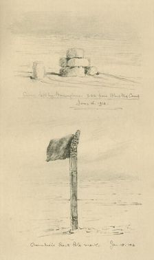 Cairn Left By The Norwegians, and Amundsen's South Pole Mark January 1912, (1913). Artist: Edward Wilson