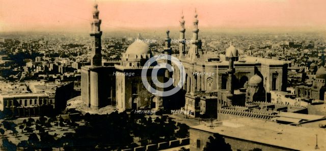 'Cairo: General view and Sultan Hassan Mosque', c1918-c1939. Creator: Unknown.