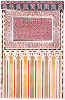 Cairo: Decoration of the El Bordeyny Mosque: geometric patterns of the mosaic of the Mihrab, pub. 18 Creator: Emile Prisse d'Avennes (1807-79)