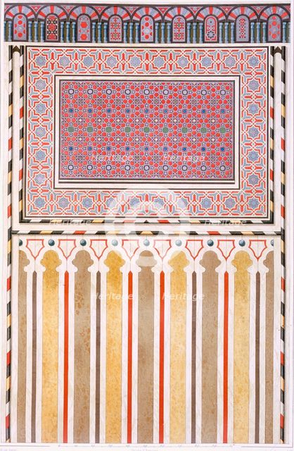 Cairo: Decoration of the El Bordeyny Mosque: geometric patterns of the mosaic of the Mihrab, pub. 18 Creator: Emile Prisse d'Avennes (1807-79).