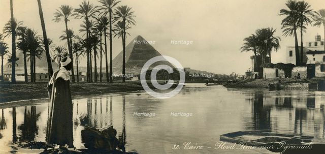 'Cairo - Flood Time near Pyramids', c1918-c1939. Creator: Unknown.