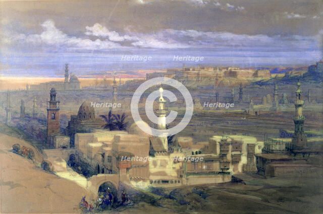 'Cairo from the Gate of Citizenib, looking towards the Desert of Suez', 19th century. Artist: David Roberts