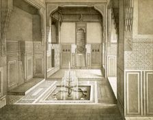 Cairo: Mandarah: Reception Room, ground floor, with pool and fountain, pub. 1877. Creator: Emile Prisse d'Avennes (1807-79)