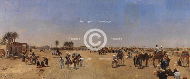 Cairo Seen from the Kasr-el-Nil Bridge, 1881. Creator: Emile Charles Wauters.