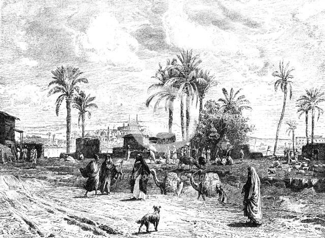 'Cairo seen of left bank of the Nile', 1881. Artist: Unknown