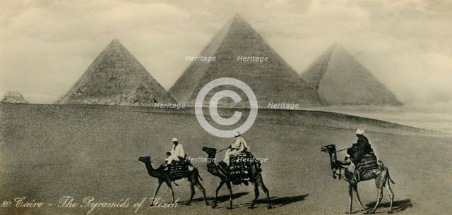 'Cairo: The Pyramids of Gizeh', c1918-c1939. Creator: Unknown.