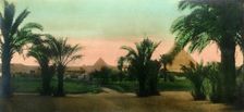 Cairo: Village near the Gizeh Pyramids c1918-c1939. Creator: Unknown