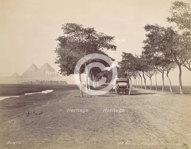 Caire. Allée de Pyramides, ca. 1870. Creator: Felix Bonfils.