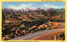Cajon Pass, US Highway 66, midway between Victorville and San Bernardino, California, USA, 1937