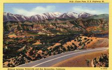 Cajon Pass, US Highway 66, midway between Victorville and San Bernardino, California, USA, 1937
