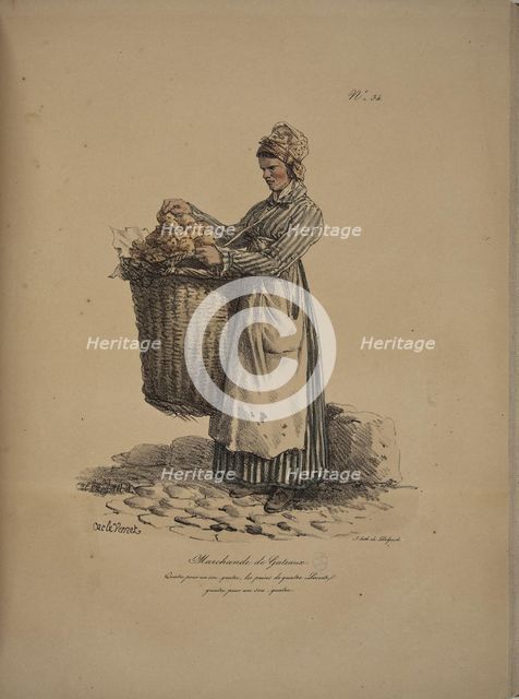 Cake seller. From the Series "Cris de Paris" (The Cries of Paris), 1815. Creator: Vernet, Carle (1758-1836).
