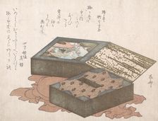 Cakes In a Box with Wrapping Cloth, 19th century., 19th century. Creator: Shinsai
