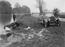 Calcott open tourer by the River Thames at Runnymede, c1922. Artist: Bill Brunell