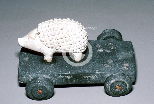 Calcite and bitumen hedgehog mounted on wheeled base, Susa, c12th century BC. Artist: Unknown