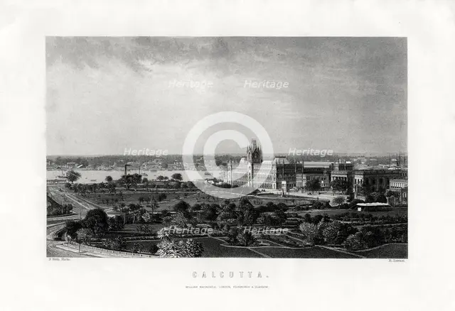 Calcutta, capital of the Indian state of West Bengal, India, 19th century. Artist: R Dawson