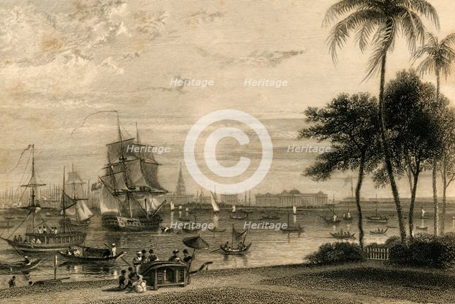 'Calcutta, from Garden house reach', 1835. Creator: William Daniell.