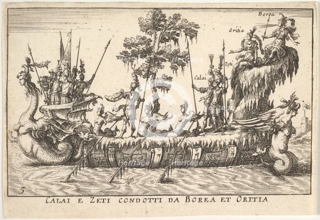 Calais and Zetes led by Boreas and Oreithyia (Calai e Zeti condotti da Borea et Oritia), w..., 1664. Creator: Unknown.