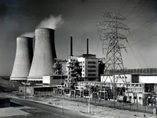 Calder Hall nuclear power station, Cumbria. Artist: UKAEA