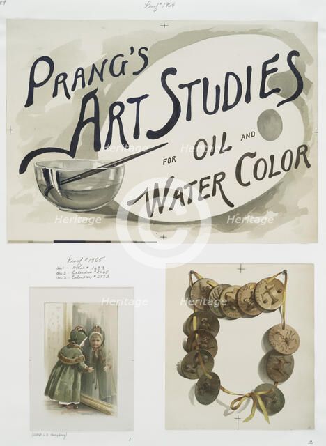 Calendar, Christmas card and poster with the words 'Prang's art studies for oil and..., c1865 - 1899 Creator: Louis Prang.