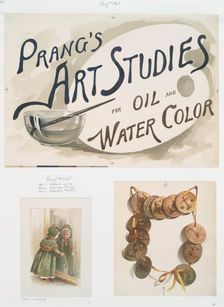 Calendar, Christmas card and poster with the words Prang's art studies for oil and..., c1865 - 1899 Creator: Louis Prang