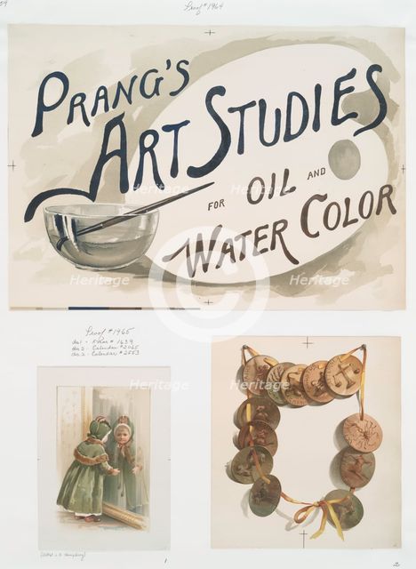Calendar, Christmas card and poster with the words 'Prang's art studies for oil and..., c1865 - 1899 Creator: Louis Prang.