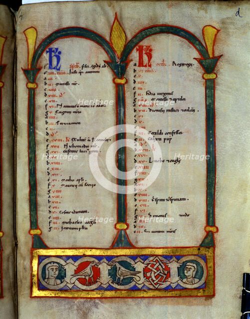 Calendar decorated with motifs of birds and humans heads in different colors, miniature in the 'S…