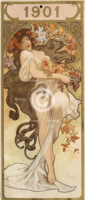 Calendar for the year 1901, c1900.  Artist: Alphonse Mucha