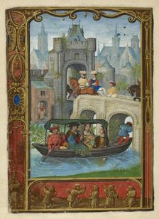 Calendar scene for May: Boating party, 1520-1530. Creator: Workshop of Simon Bening