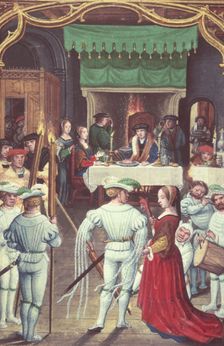 Calendar scene for February: Feasting and dancing, 1520-1530. Creator: Unknown