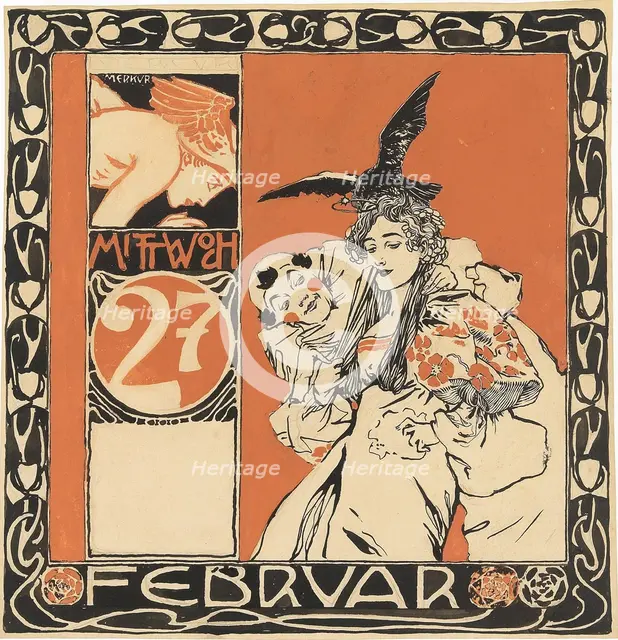 Calendar sheet: Wednesday 27th February. Creator: Moser, Koloman (1868-1918).